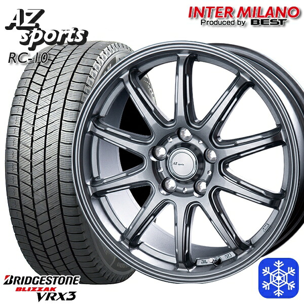 215/50R17 マツダ3 セレナ 2024~2025年製 ブリヂストン ブリザック VRX3 インターミラノ AZ-Sports RC10 シルバー 17インチ 7.0J 5H114.3 スタッドレスタイヤホイール4本セット|エムオートギャラリー
