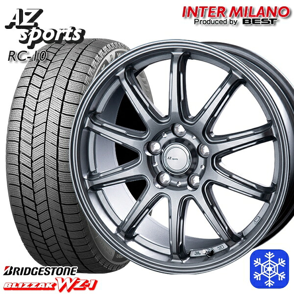 【新品 スタッドレス1台分4本セット】 205/55R17 ノア ヴォクシー 2025年製 ブリヂストン ブリザック WZ1 インターミラノ AZ-Sports RC10 シルバー 17インチ 7.0J 5H114.3