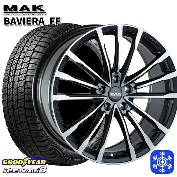 225/50R18 BMW X2用 2024～2025年製 グッドイヤー アイスナビ8 NAVI8 MAK BAVIERA FF ガンメタリックミラー 18インチ 8.0J 5H112 +57 スタッドレスタイヤホイール4本セット｜エムオートギャラリー