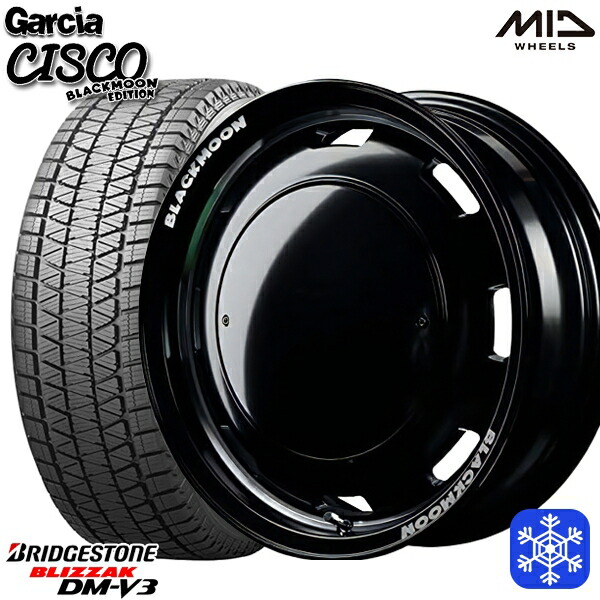 175/80R16 ジムニー 2024～2025年製 ブリヂストン ブリザック DMV3 MID ガルシアシスコ ブラックムーン 16インチ 5.5J 5H139.7 スタッドレスタイヤホイール4本セット｜エムオートギャラリー