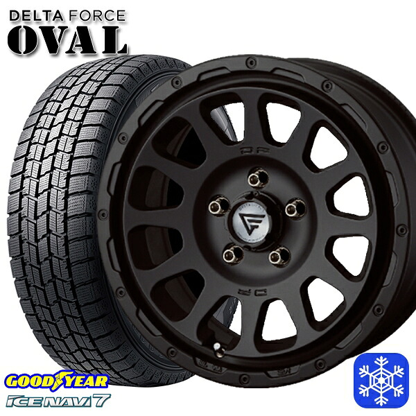 215/65R16 98Q アルファード ヴェルファイア 2024~2025年製 グッドイヤー アイスナビ7 NAVI7 デルタフォースオーバル マットブラック 16インチ 7.0J 5H114.3 スタッドレスタイヤホイール4本セット|エムオートギャラリー