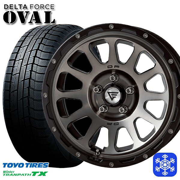 215/60R16 ヤリスクロス ヴェゼル 2023~2024年製 トーヨー ウィンタートランパス TX デルタフォースオーバル マットスモークポリッシュ 16インチ 7.0J 5H114.3 スタッドレスタイヤホイール4本セット|エムオートギャラリー