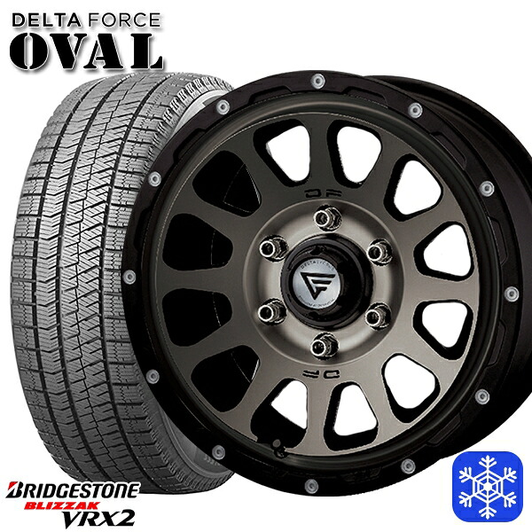 215/65R16 98Q ハイエース ※車検非対応 2023~2024年製 ブリヂストン ブリザック VRX2 デルタフォースオーバル マットスモークポリッシュ 16インチ 7.0J 6H139.7 スタッドレスタイヤホイール4本セット|エムオートギャラリー
