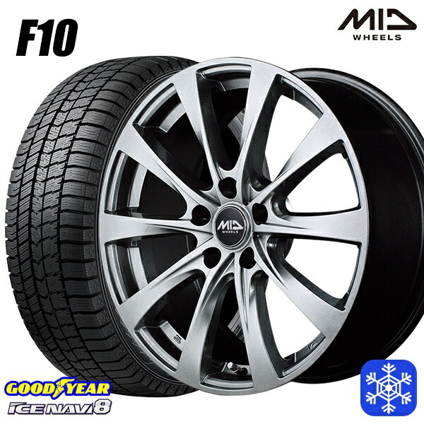 215/60R17 96Q アルファード ヴェルファイア 2024~2025年製 グッドイヤー アイスナビ8 NAVI8 MID F10 メタリックグレー 17インチ 7.0J 5H114.3 スタッドレスタイヤホイール4本セット|エムオートギャラリー