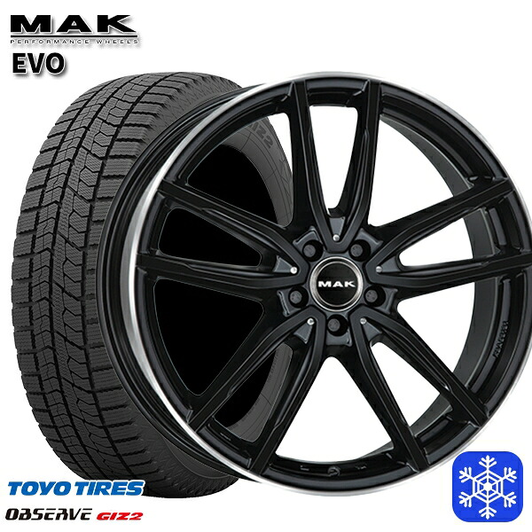 【新品 スタッドレス1台分4本セット】 225/50R17 ベンツ Cクラス W205/W206用 2022～2023年製 トーヨー オブザーブ ギズ2 MAK EVO グロスブラックミラーリング 17インチ 7.5J 5H112 +48