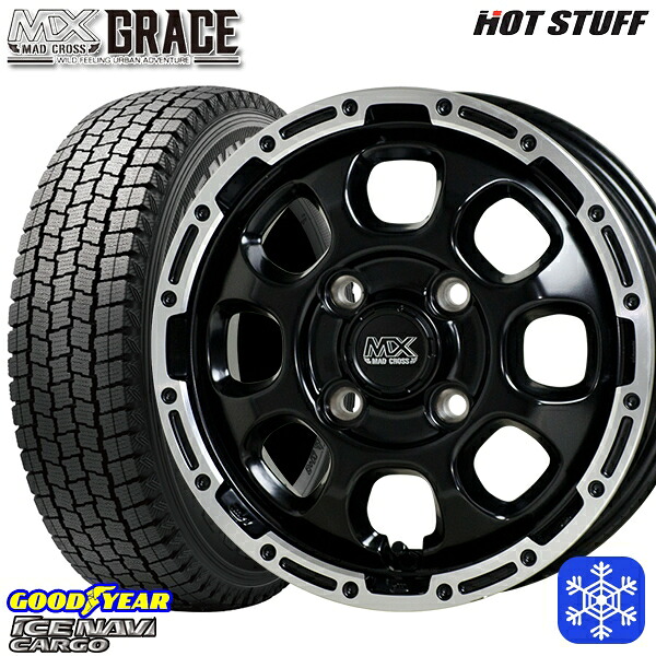 【新品 スタッドレス1台分4本セット】 145R12 6PR （145/80R12） 2024～2025年製 グッドイヤー アイスナビカーゴ HotStuff マッドクロスグレイス GB/P 12インチ 4.0J 4H100
