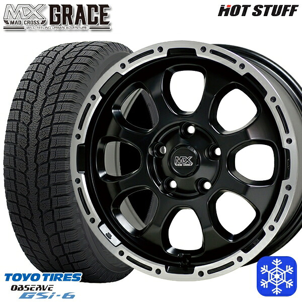 215/70R16 100Q デリカD5 2024～2025年製 トーヨー オブザーブ GSi6 HotStuff マッドクロスグレイス GB/P 16インチ 7.0J 5H114.3 スタッドレスタイヤホイール4本セット｜エムオートギャラリー
