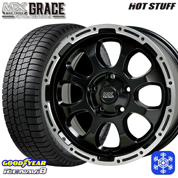 215/50R17 マツダ3 セレナ 2024～2025年製 グッドイヤー アイスナビ8 NAVI8 HotStuff マッドクロスグレイス GB/P 17インチ 7.0J 5H114.3 スタッドレスタイヤホイール4本セット｜エムオートギャラリー