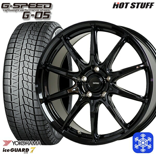 【新品 スタッドレス1台分4本セット】 235/50R18 アルファード ヴァルファイア 数量限定 2022年製 ヨコハマアイスガード7 IG70 HotStuff ジースピード G-05 メタリックブラック 18インチ 8.0J 5H114.3