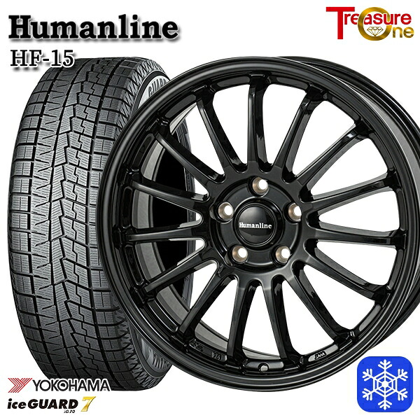 【新品 スタッドレス1台分4本セット】 225/45R18 クラウン レヴォーグ 2024～2025年製 ヨコハマ アイスガード7 IG70 トレジャーワン ヒューマンライン HF15 BK 18インチ7.0J 5H114.3