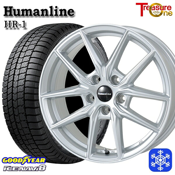 215/60R16 ヤリスクロス ヴェゼル 2024～2025年製 グッドイヤー アイスナビ8 NAVI8 トレジャーワン ヒューマンライン HR1 SI 16インチ 6.5J 5H114.3 スタッドレスタイヤホイール4本セット｜エムオートギャラリー