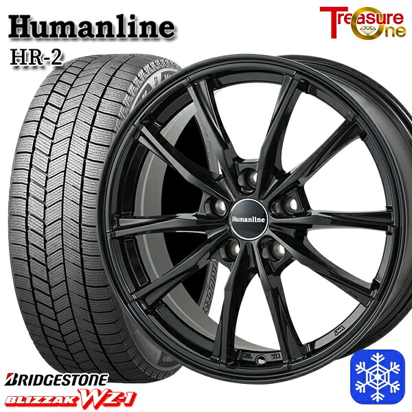 215/45R18 キックス マツダ3 2025~2026年製 ブリヂストン ブリザック WZ1 トレジャーワン ヒューマンライン HR2 BK 18インチ 7.0J 5H114.3 スタッドレスタイヤホイール4本セット|エムオートギャラリー