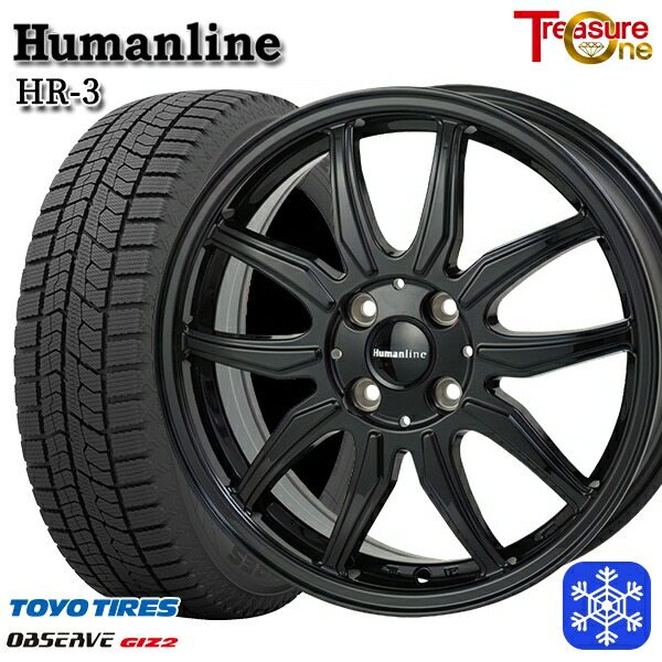 【新品 スタッドレス1台分4本セット】 165/55R14 モコ ルークス 2022～2023年製 トーヨー オブザーブ ギズ2 トレジャーワン ヒューマンライン HR3 BK 14インチ 4.5J 4H100