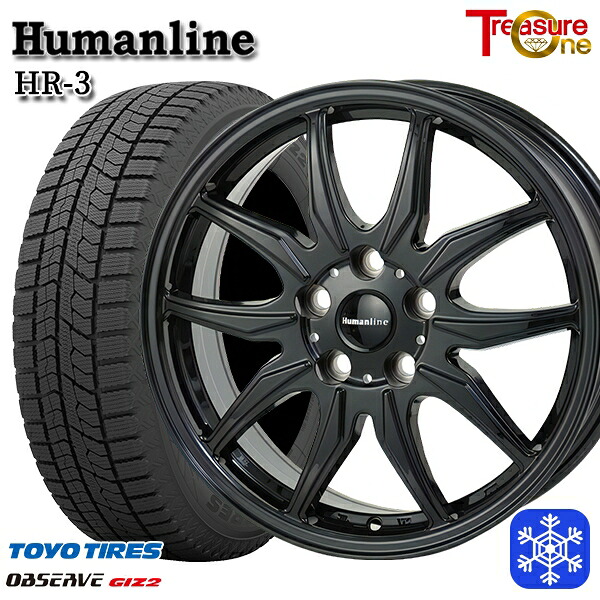 205/60R16 ウィッシュ エクシーガ 2023~2024年製 トーヨー オブザーブ ギズ2 トレジャーワン ヒューマンライン HR3 BK 16インチ 6.5J 5H100 スタッドレスタイヤホイール4本セット|エムオートギャラリー
