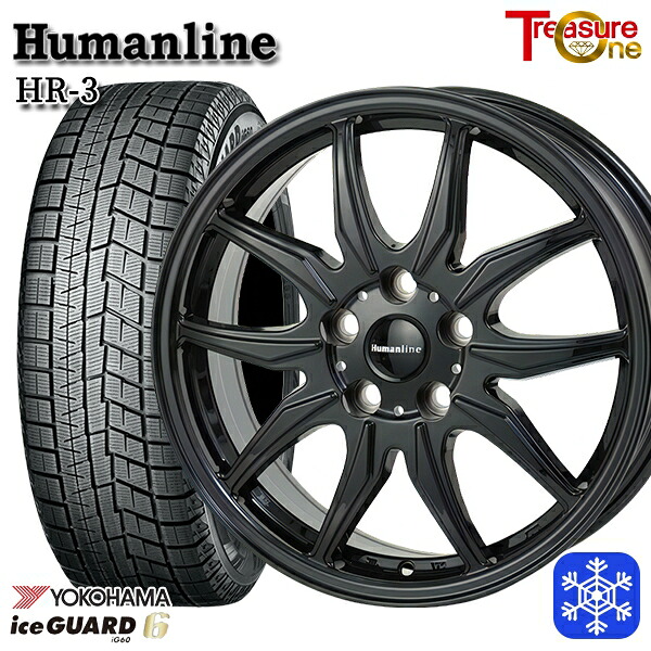 185/60R15 シエンタ(170系) 2023~2024年製 ヨコハマ アイスガード IG60 トレジャーワン ヒューマンライン HR3 BK 15インチ 6.0J 5H100 スタッドレスタイヤホイール4本セット|エムオートギャラリー