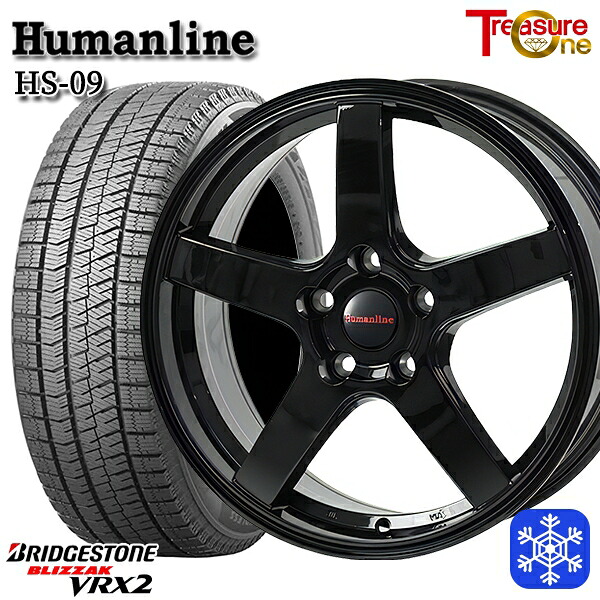 205/60R16 ウィッシュ エクシーガ 2023~2024年製 ブリヂストン ブリザック VRX2 トレジャーワン ヒューマンライン HS09 BK 16インチ 6.5J 5H100 スタッドレスタイヤホイール4本セット|エムオートギャラリー