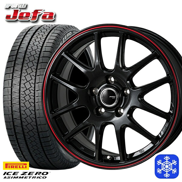 【新品 スタッドレス1台分4本セット】 205/55R16 アクセラ リーフ 2022～2023年製 ピレリ アイスゼロアシンメトリコ MONZA JPスタイル ジェファ BK 16インチ 6.5J 5H114.3