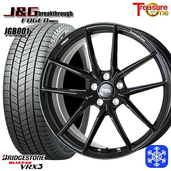 BMW X3 G01 X4 G02用 245/50R19 2024～2025年製 ブリヂストン ブリザック VRX3 トレジャーワン 鍛造 J&G ブレイクスルー JGB001 ブラック 19インチ 8.0J 5H112 +30 スタッドレスタイヤホイール4本セット｜エムオートギャラリー