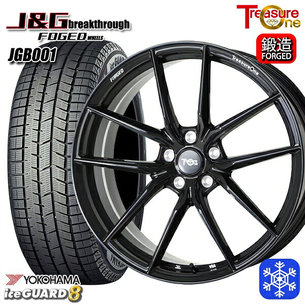 クラウンスポーツ 235/45R21 2025～2026年製 ヨコハマ アイスガード8 IG80 トレジャーワン J&Gブレイクスルー JGB001 ブラック [鍛造ホイール] 21インチ 8.5J 5H114.3+40 スタッドレスタイヤホイール4本セット｜エムオートギャラリー