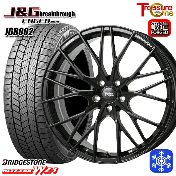 【新品 スタッドレス1台分4本セット】 クラウンスポーツ 235/45R21 2025年製 ブリヂストン ブリザック WZ1 トレジャーワン J&Gブレイクスルー JGB002 ブラック [鍛造ホイール] 21インチ 8.5J 5H114.3+40