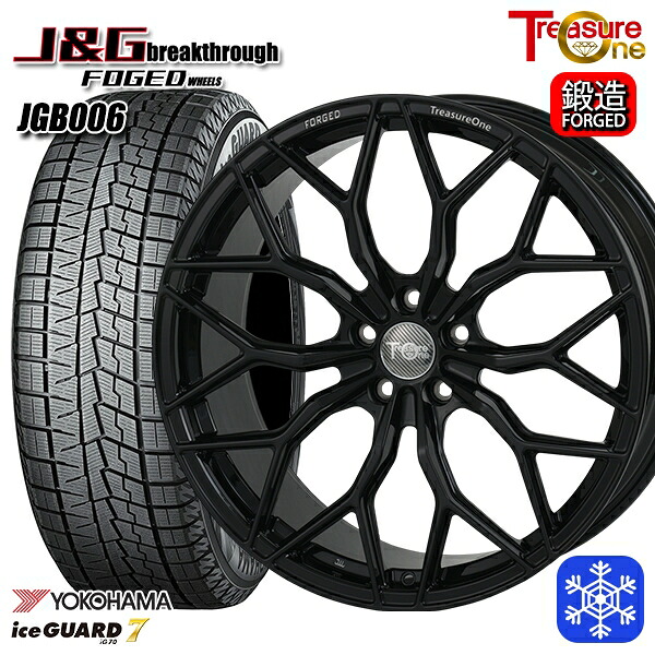 クラウンクロスオーバー 225/45R21 2023～2024年製 ヨコハマ アイスガード7 IG70 トレジャーワン J&Gブレイクスルー JGB006 ブラック [鍛造ホイール] 21インチ 8.5J 5H114.3+40 スタッドレスタイヤホイール4本セット｜エムオートギャラリー