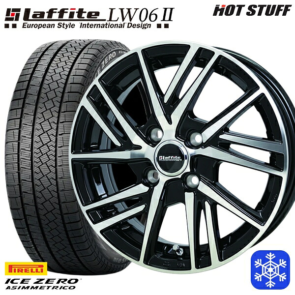 【新品 スタッドレス1台分4本セット】 185/60R15 ヤリス ヴィッツ 2022～2023年製 ピレリ アイスゼロアシンメトリコ HotStuff ラフィット LW06-2 BK/P 15インチ 5.5J 4H100