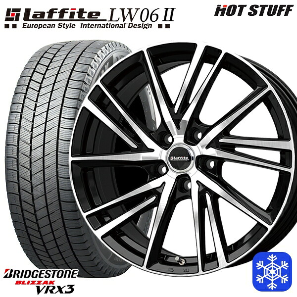215/45R18 キックス マツダ3 2024~2025年製 ブリヂストン ブリザック VRX3 HotStuff ラフィット LW06-2 BK/P 18インチ 7.0J 5H114.3 スタッドレスタイヤホイール4本セット|エムオートギャラリー