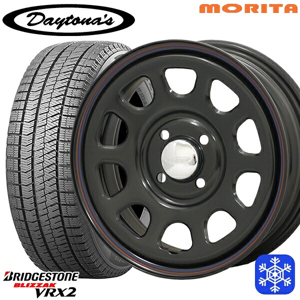165/55R15 N-BOX タント 2023～2024年製 ブリヂストン ブリザック VRX2 MRT DAYTONA'S G2 デイトナズ ブラック 15インチ 5.0J 4H100+45 スタッドレスタイヤホイール4本セット｜エムオートギャラリー