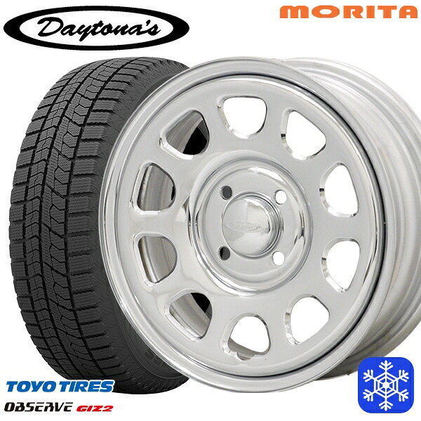 【新品 スタッドレス1台分4本セット】 155/65R14 N-BOX タント 2023～2024年製 トーヨー オブザーブ ギズ2 MRT DAYTONA'S G2 デイトナズ クローム 14インチ 5.0J 4H100+42