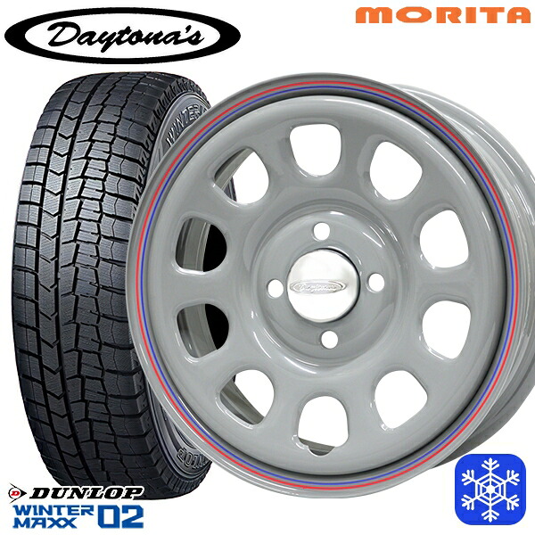 155/70R13 クリッパーリオ スクラムワゴン 2024~2025年製 ダンロップ ウィンターマックス WM02 MRT DAYTONA'S G2 デイトナズ グレー 13インチ 4.5J 4H100+40 スタッドレスタイヤホイール4本セット|エムオートギャラリー