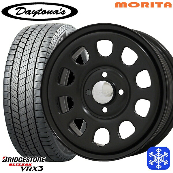 145/80R13 モコ タント ミラ ムーヴ 2024~2025年製 ブリヂストン ブリザック VRX3 MRT DAYTONA'S G2 デイトナズ マットブラック 13インチ 4.5J 4H100+40 スタッドレスタイヤホイール4本セット|エムオートギャラリー