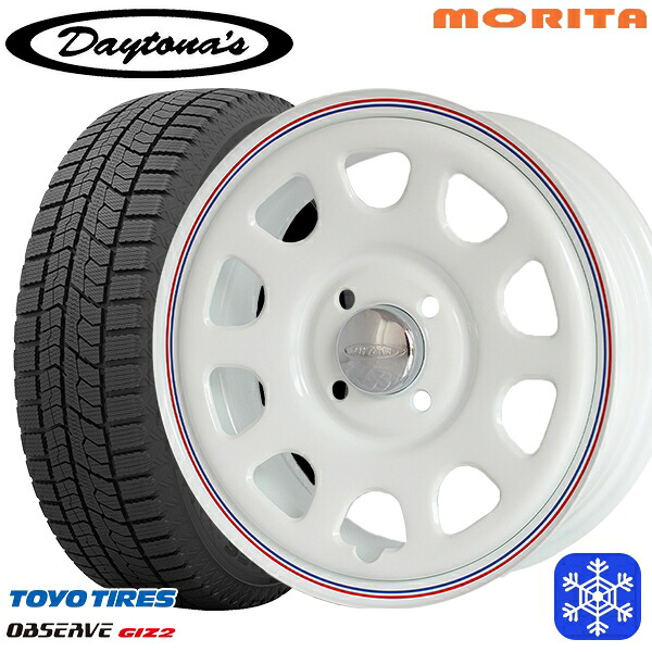 165/55R14 モコ ルークス 2023～2024年製 トーヨー オブザーブ ギズ2 MRT DAYTONA'S G2 デイトナズ ホワイト 14インチ 5.0J 4H100+42 スタッドレスタイヤホイール4本セット｜エムオートギャラリー