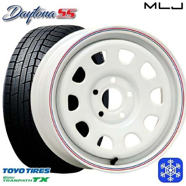 195/65R15 ルノーカングーKW系 2024~2025年製 トーヨーウィンタートランパス TX MLJ デイトナSS トリコロールホワイト(レッド/ブルーライン) 15インチ 6.0J 5H108 +30 スタッドレスタイヤホイール4本セット|エムオートギャラリー