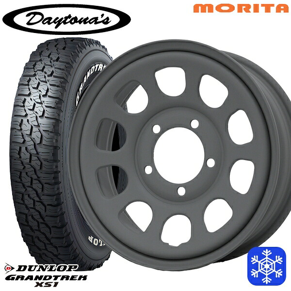 【新品 スタッドレス1台分4本セット】 215/70R16 100/97N シエラ ノマド 2024～2025年製 ダンロップ グラントレック XS1 ホワイトレター MRT DAYTONA'S デイトナズ マットグレー 16インチ 6.0J 5H139.7±0 67,595円