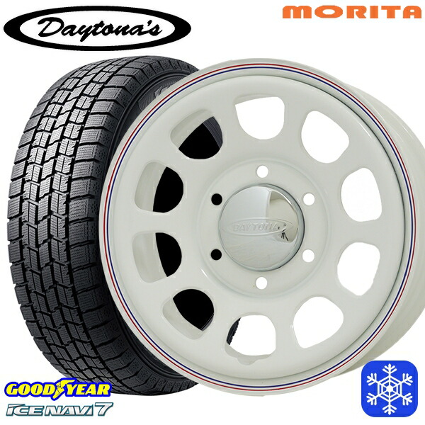 【新品 スタッドレス1台分4本セット】 215/60R17 96Q ハイエース ※車検非対応 2024～2025年製 グッドイヤー アイスナビ7 NAVI7 MRT DAYTONA'S デイトナズ ホワイト 17インチ 6.5J 6H139.7+38