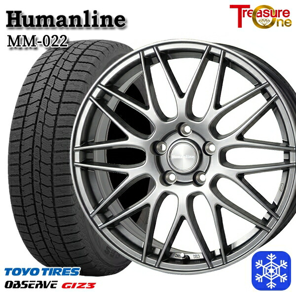 225/45R18 クラウン レヴォーグ 2024~2025年製 トーヨー オブザーブ ギズ3 トレジャーワン ヒューマンライン MM022 DG 18インチ7.5J 5H114.3 スタッドレスタイヤホイール4本セット|エムオートギャラリー