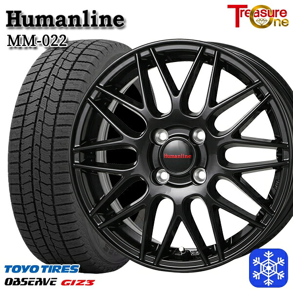 【新品 スタッドレス1台分4本セット】 165/65R14 タンク ルーミー 2024～2025年製 トーヨー オブザーブ ギズ3 トレジャーワン ヒューマンライン MM022 BK 14インチ 5.5J 4H100