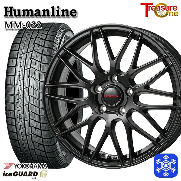 【新品 スタッドレス1台分4本セット】 215/55R18 エクストレイル MPV 2021～2022年製 ヨコハマ アイスガード IG60 トレジャーワン ヒューマンライン MM022 BK 18インチ 7.5J 5H114.3
