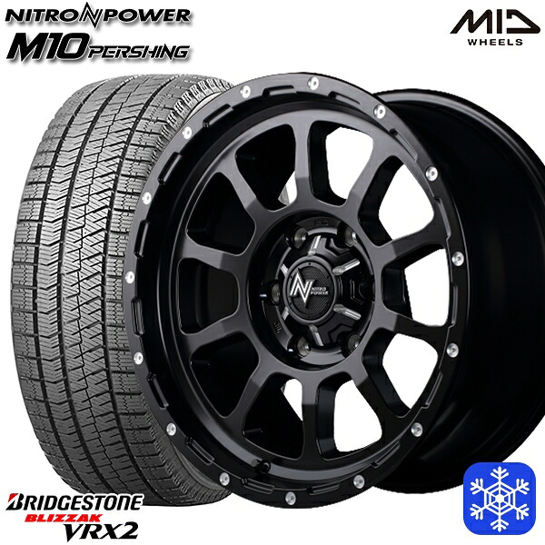 215/65R16 98Q ハイエース ※車検非対応 2023～2024年製 ブリヂストン ブリザック VRX2 MID ナイトロパワー M10パーシング SBM 16インチ 6.5J 6H139.7 スタッドレスタイヤホイール4本セット｜エムオートギャラリー