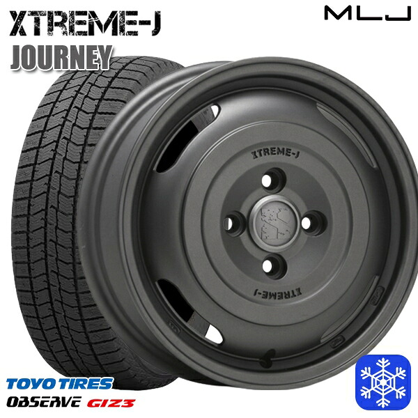 165/55R14 モコ ルークス 2024~2025年製 トーヨー オブザーブ ギズ3 MLJ エクストリームJ ジャーニー ガンブラック 14インチ 4.5J 4H100 スタッドレスタイヤホイール4本セット|エムオートギャラリー