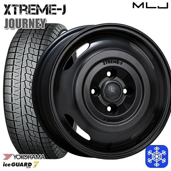165/65R14 ハスラー ソリオ 2024～2025年製 ヨコハマ アイスガード7 IG70 MLJ エクストリームJ ジャーニー サテンブラック 14インチ 4.5J 4H100 スタッドレスタイヤホイール4本セット｜エムオートギャラリー
