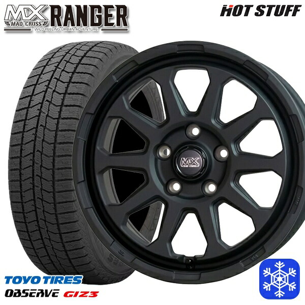 【新品 スタッドレス1台分4本セット】 215/45R17 ノア ヴォクシー 2024～2025年製 トーヨー オブザーブ ギズ3 HotStuff マッドクロス レンジャー マットブラック 17インチ 7.0J 5H114.3