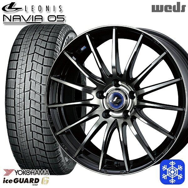 225/60R17 インプレッサ フォレスター 2023~2024年製 ヨコハマ アイスガード IG60 Wedd ウェッズ レオニス ナヴィア05 BPB 17インチ 7.0J 5H100 スタッドレスタイヤホイール4本セット|エムオートギャラリー