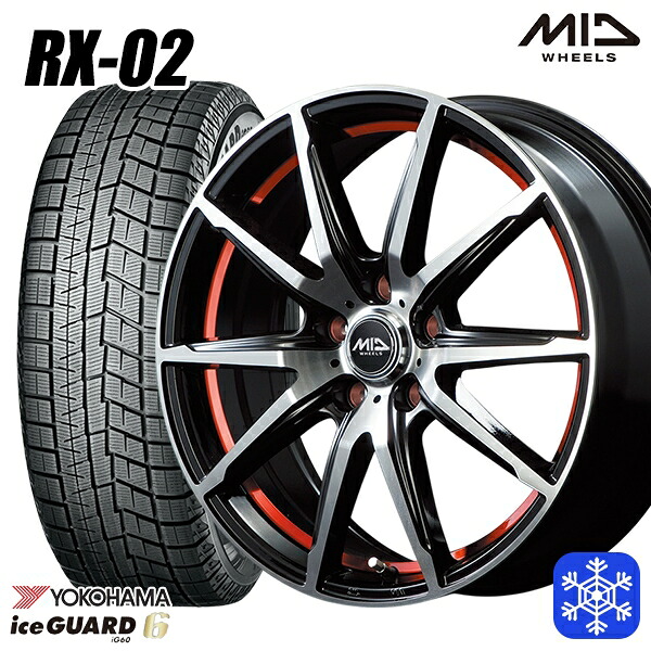 185/60R15 シエンタ（170系） 2023～2024年製 ヨコハマ アイスガード IG60 MID RX-02 RED 15インチ 6.0J 5H100 スタッドレスタイヤホイール4本セット｜エムオートギャラリー