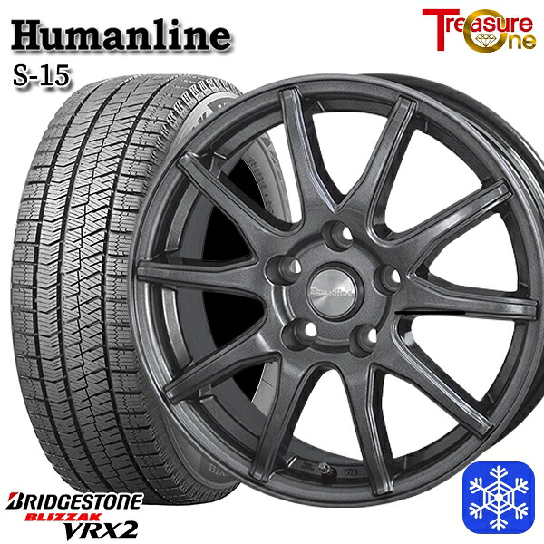 205/60R16 ウィッシュ エクシーガ 2023～2024年製 ブリヂストン ブリザック VRX2 トレジャーワン ヒューマンライン S15 GM 16インチ 6.5J 5H100 スタッドレスタイヤホイール4本セット｜エムオートギャラリー