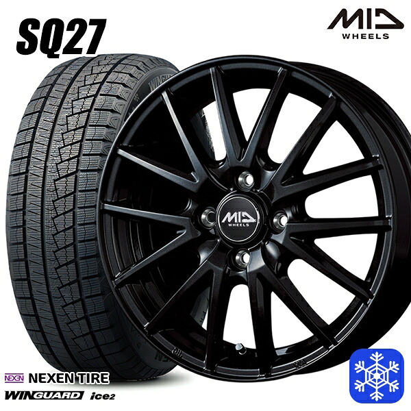 155/65R13 モコ ルークス 2025年製 ネクセン ウィンガードアイス2 MID SQ27 ブラック 13インチ 4.0J 4H100 スタッドレスタイヤホイール4本セット|エムオートギャラリー