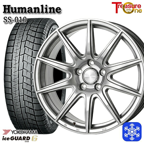 205/60R16 ウィッシュ エクシーガ 2023~2024年製 ヨコハマ アイスガード IG60 トレジャーワン ヒューマンライン SS010 DG 16インチ 6.5J 5H100 スタッドレスタイヤホイール4本セット|エムオートギャラリー