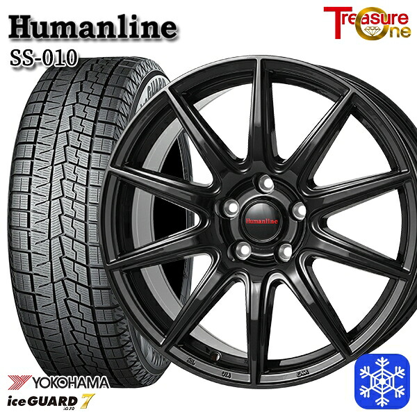 225/60R17 アルファード ヴェルファイア 2024~2025年製 ヨコハマ アイスガード7 IG70 トレジャーワン ヒューマンライン SS010 BK 17インチ 7.0J 5H114.3 スタッドレスタイヤホイール4本セット|エムオートギャラリー