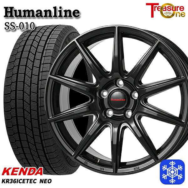 【新品 スタッドレス1台分4本セット】 235/55R18 RAV4 NX 2023年製 ケンダ アイステックネオ KR36 トレジャーワン ヒューマンライン SS010 BK 18インチ 7.0J 5H114.3