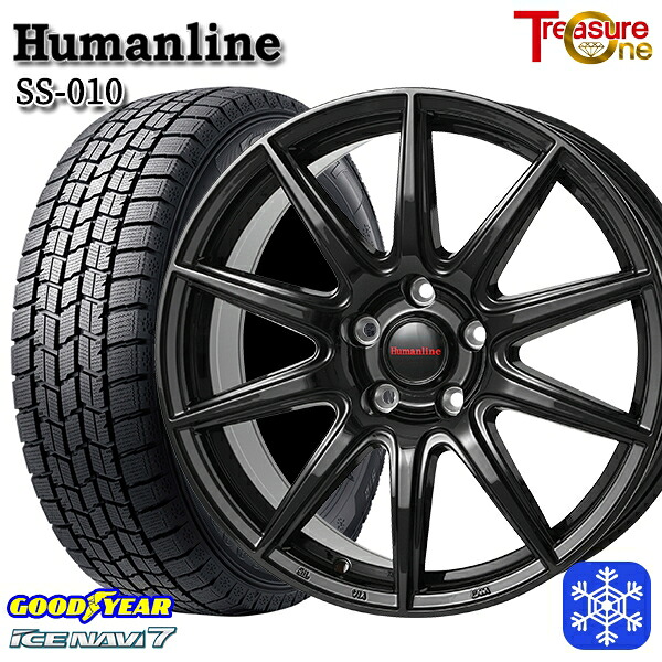 185/60R15 シエンタ(170系) 2024~2025年製 グッドイヤー アイスナビ7 NAVI7 トレジャーワン ヒューマンライン SS010 BK 15インチ 6.0J 5H100 スタッドレスタイヤホイール4本セット|エムオートギャラリー